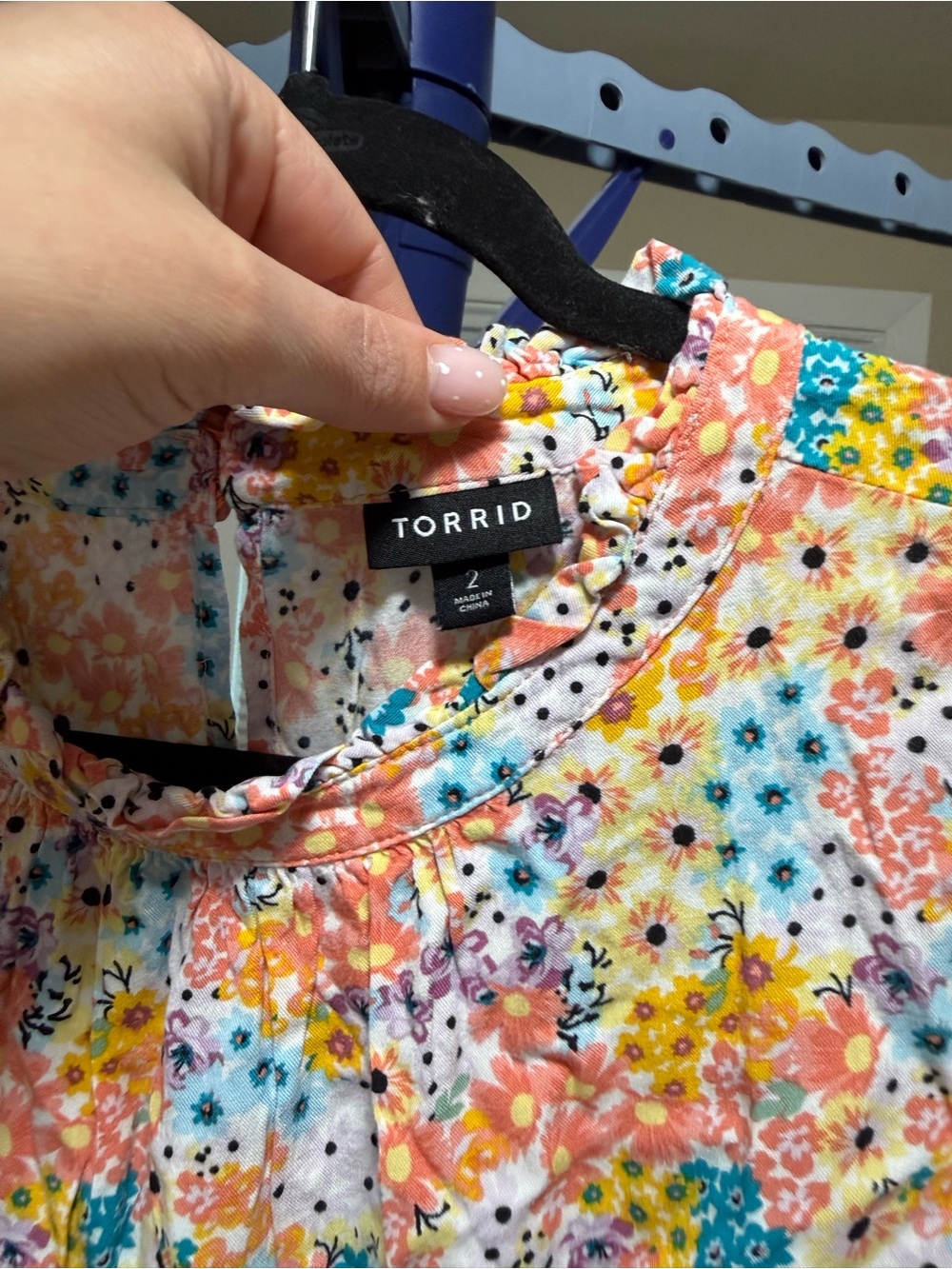 Torrid Size 2- Sleeveless Floral Smocked Neck Top - Pink Multi - Picture 4 of 7